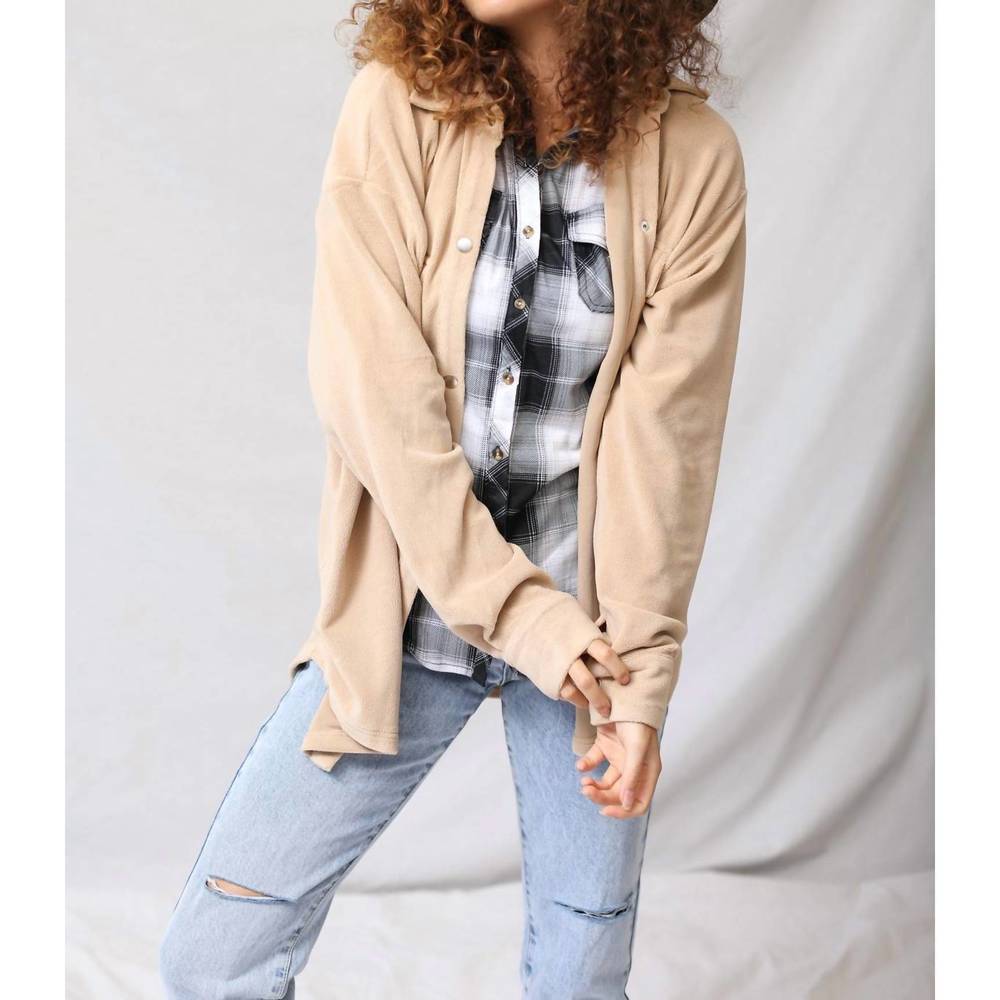NEW BAILEY ROSE soft teddy button up jacket in beige
